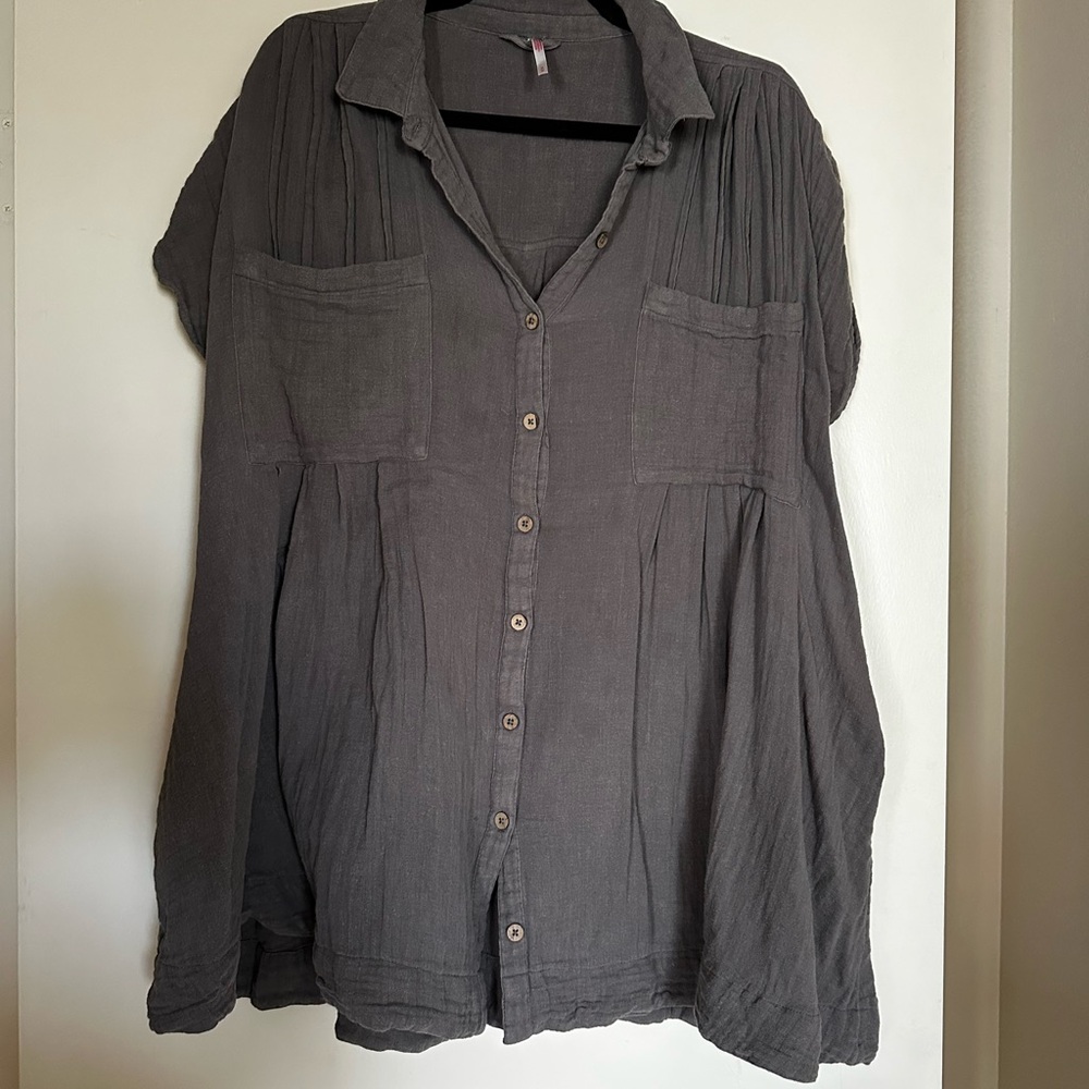 Free People Not So Basic Shirtdress Tunic in Pewter